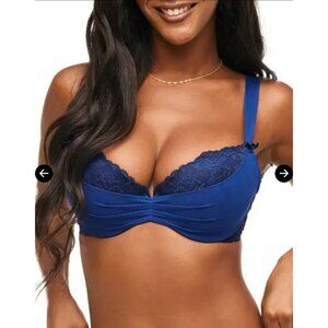 Adore Me Clairabelle Push Up Demi Bra Underwire Blue Size 38 DD NWOT